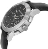 Burberry The City Chronograph Black Dial Black Leather Strap Watch for Men - BU9356 Buy Now By Burberry