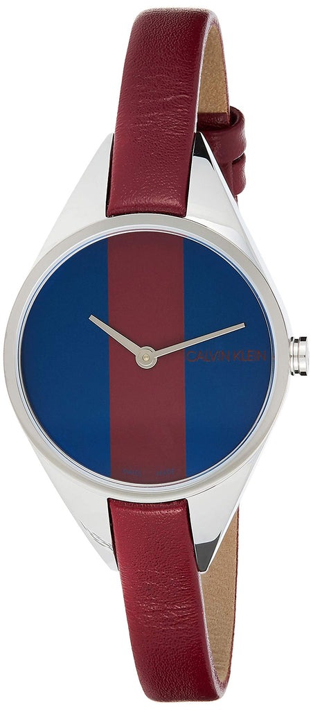 Calvin Klein Rebel Blue Maroon Dial Maroon Leather Strap Watch for Women - K8P231UN Buy Now By Calvin Klein