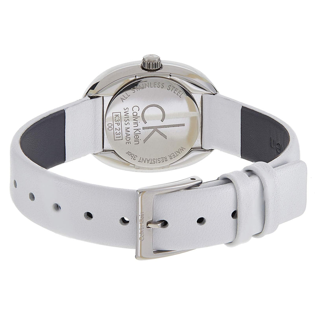 Calvin Klein Incentive White Dial White Leather Strap Watch for Women - K3P231L6 Buy Now By Calvin Klein