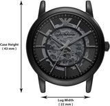 Emporio Armani Meccanico Automatic Skeleton Dial Black Leather Strap Watch For Men - AR60008 Buy Now By Emporio Armani