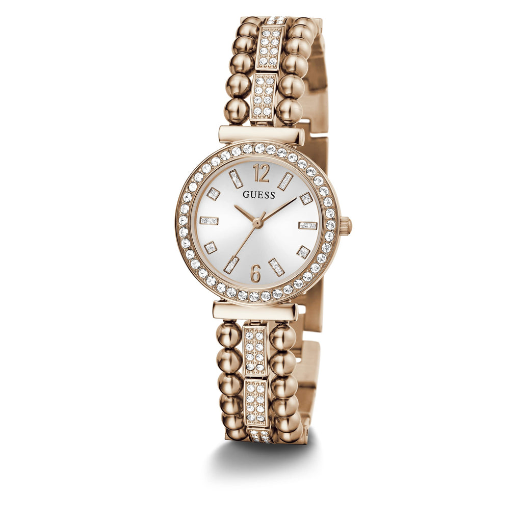 Guess Gala Diamonds Silver Dial Gold Steel Strap Watch for Women - GW0401L3 Buy Now By Guess
