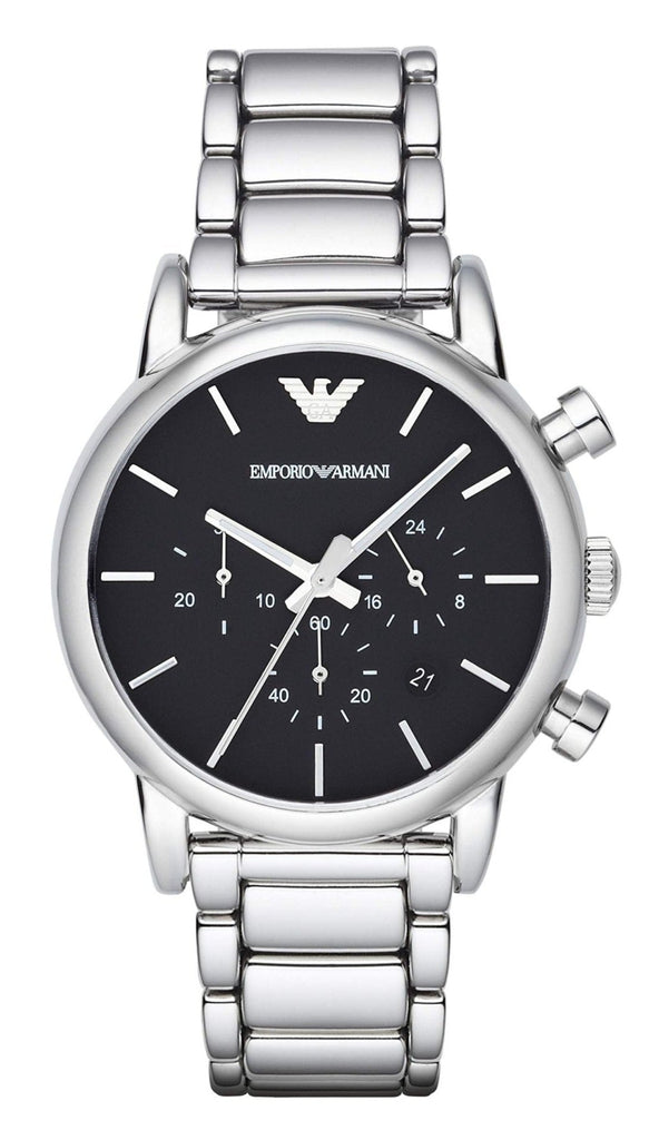 Emporio Armani Chronograph Black Dial Silver Steel Strap Watch For Men - AR1853 Buy Now By Emporio Armani