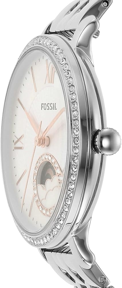 Fossil Jacqueline Multifunction Moonphase White Dial Silver Steel Strap Watch for Women - ES5164 Buy Now By Fossil