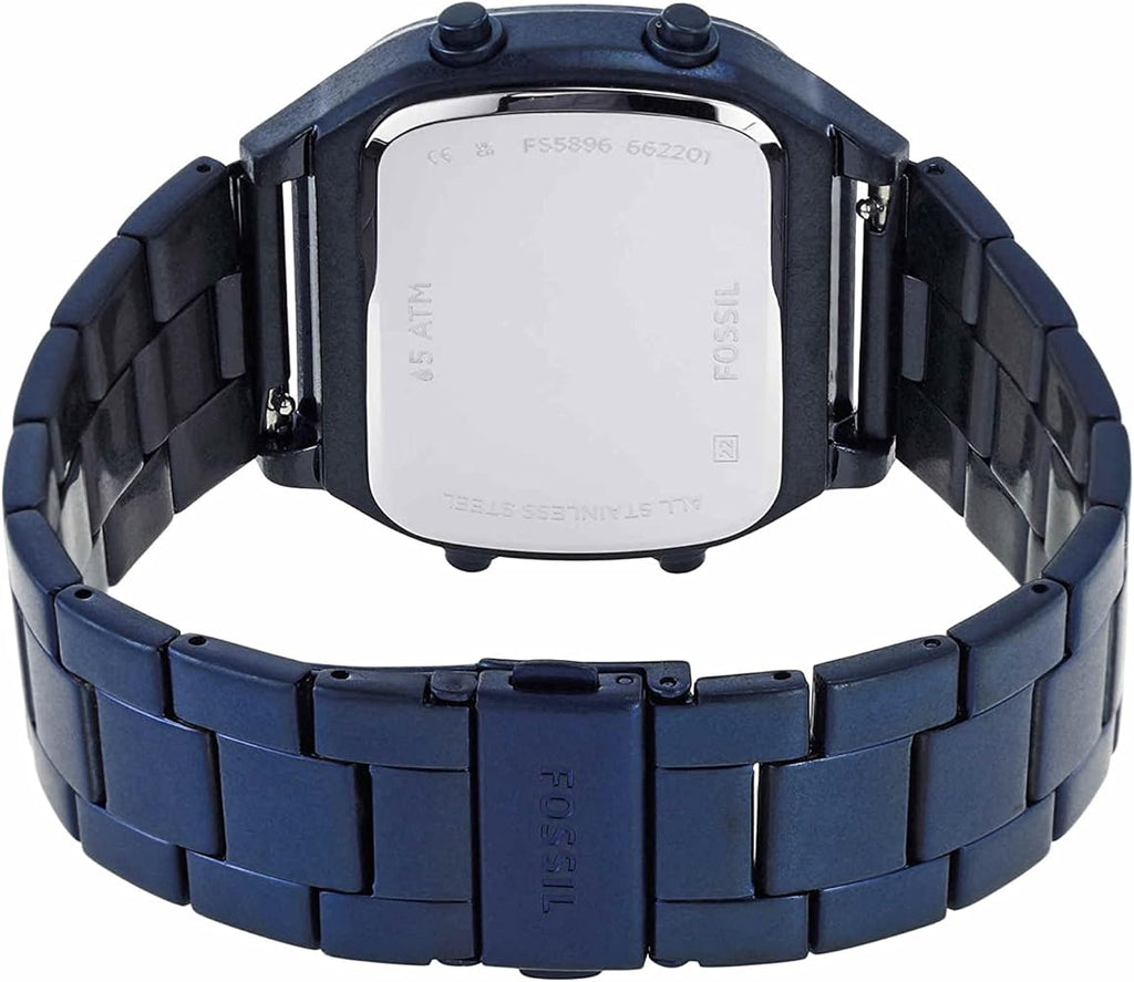 Fossil Retro Analog-Digital Black Dial Blue Steel Strap Watch for Men - FS5896 Buy Now By Fossil