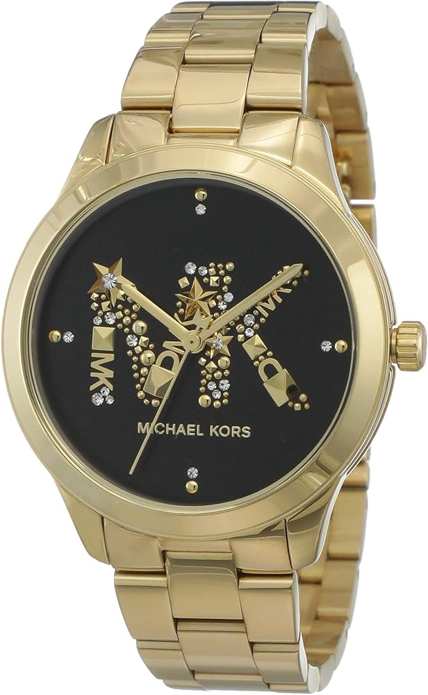 Michael Kors Runway Quartz Black Dial Gold Steel Strap Watch For Women - MK6682 Buy Now By Michael Kors