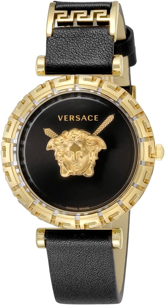 Versace Palazzo Empire Greca Black Dial Black Leather Strap Watch for Women - VEDV00119 Buy Now By Versace