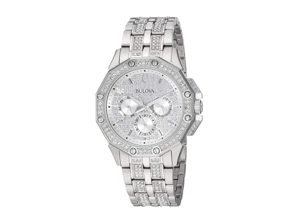 Bulova Crystal Collection Pave Silver Dial with Crystals Silver Steel Strap Watch for Men - 96C134 Buy Now By Bulova