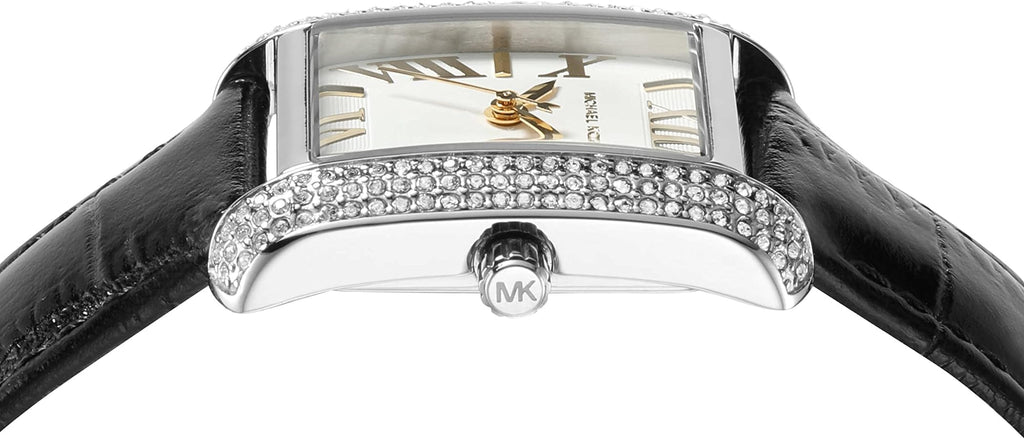 Michael Kors Emery Three Hand Silver Dial Black Leather Strap Watch For Women - MK4696 Buy Now By Michael Kors