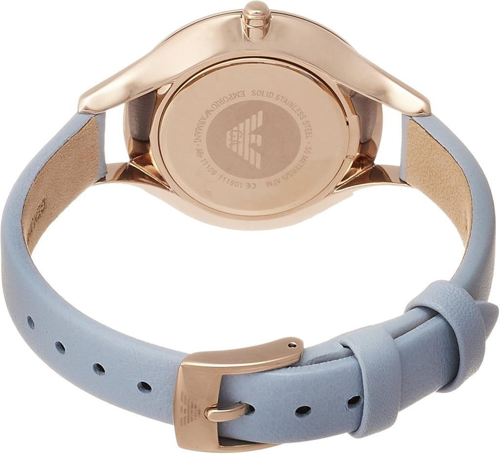 Emporio Armani Aurora Quartz Mother of Pearl White Dial Blue Leather Strap Watch For Women - AR11109 Buy Now By Emporio Armani