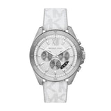 Michael Kors Brecken Chronograph Silver Dial White Leather Strap Watch For Men - MK8949 Buy Now By Michael Kors