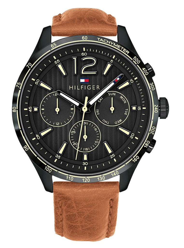Tommy Hilfiger Gavin Chronograph Quartz Black Dial Brown Leather Strap Watch for Men - 1791470 Buy Now By Tommy Hilfiger