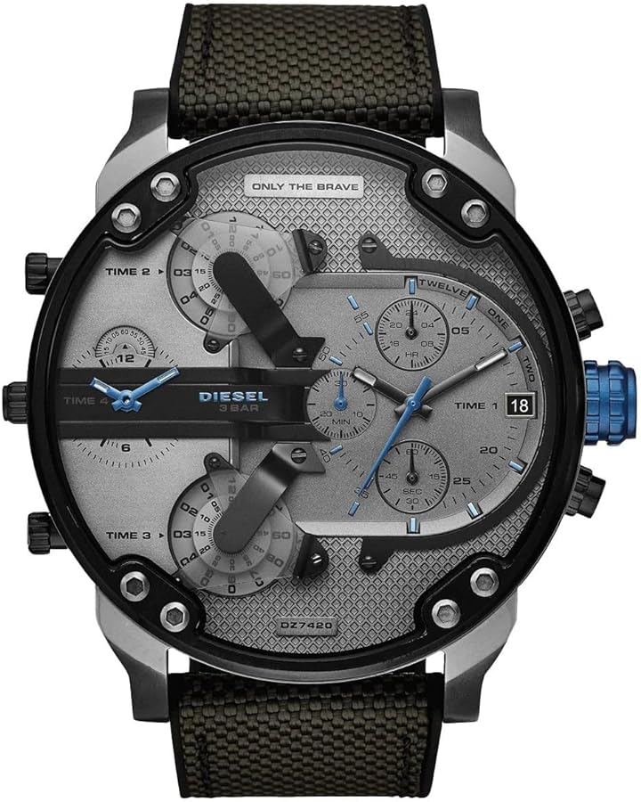 Diesel Mr Daddy 2.0 Chronograph Grey Dial Black Nylon Strap Watch For Men - DZ7420 Buy Now By Diesel