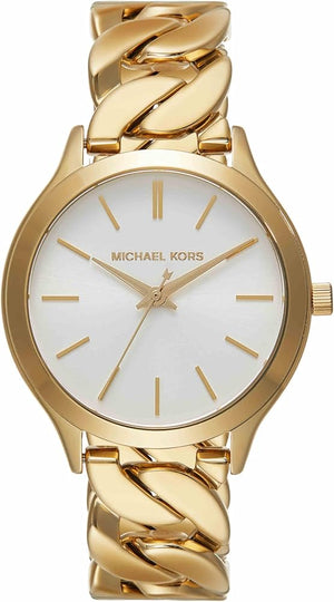 Michael Kors Runway Three-Hand White Dial Gold Steel Strap Watch for Women - MK7472 Buy Now By Michael Kors