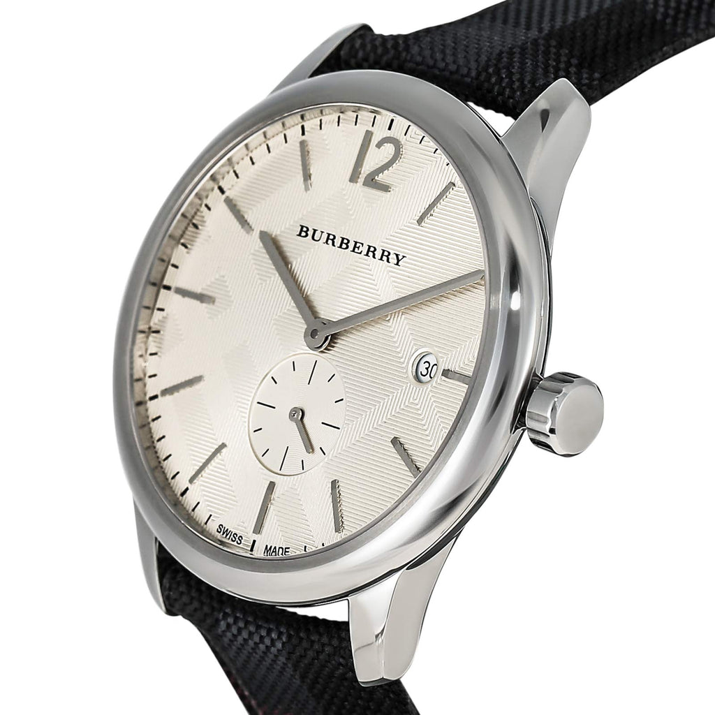 Burberry Classic Round Cream Dial Black Leather Strap Watch for Men - BU10008 Buy Now By Burberry
