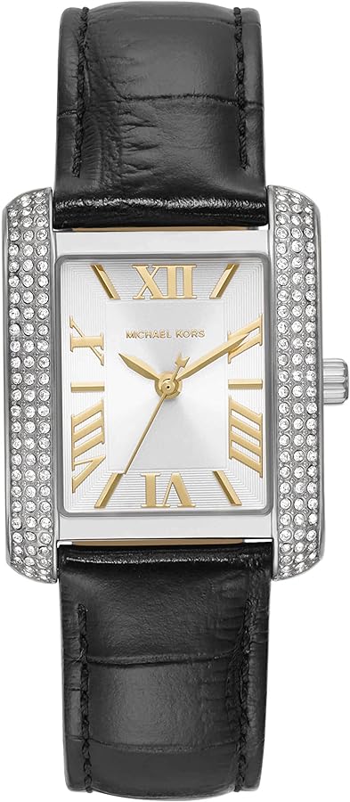 Michael Kors Emery Three Hand Silver Dial Black Leather Strap Watch For Women - MK4696 Buy Now By Michael Kors