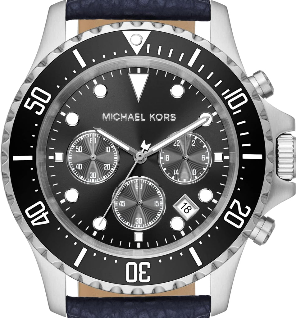 Michael Kors Everest Chronograph Black Dial Blue Leather Strap Watch For Men - MK9091 Buy Now By Michael Kors
