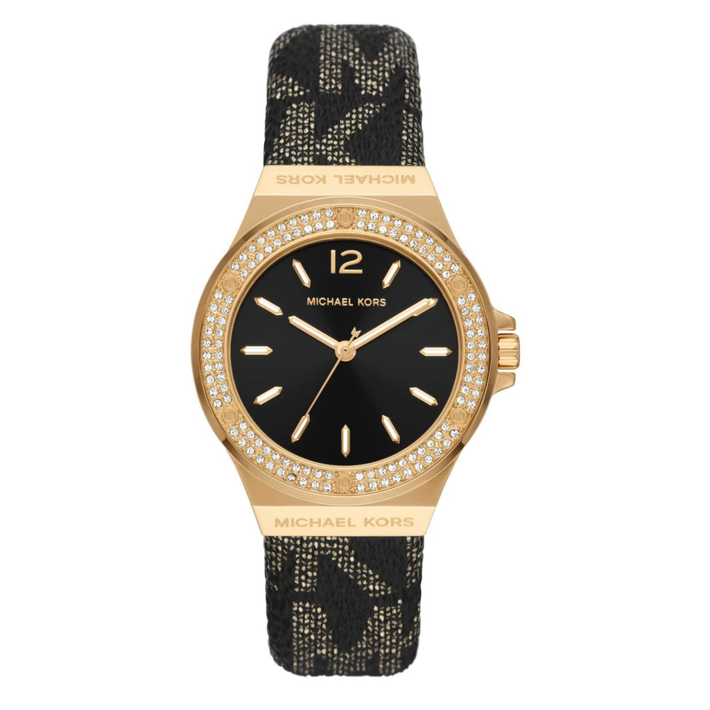 Michael Kors Lennox Three Hand Black Dial Black Leather Strap Watch For Women - MK7307 Buy Now By Michael Kors