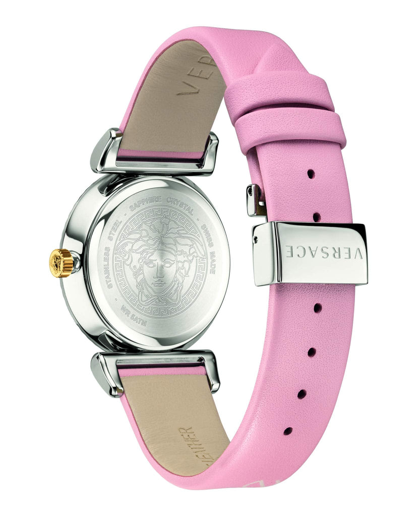 Versace V-Motif Silver Dial Pink Leather Strap Watch for Women - VERE00118 Buy Now By Versace