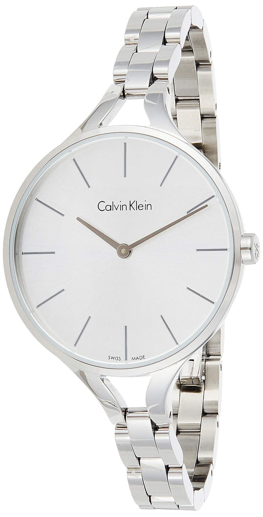 Calvin Klein Graphic White Dial Silver Steel Strap Watch for Women - K7E23146 Buy Now By Calvin Klein