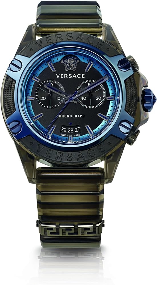 Versace icon Active Chronograph Black Dial Black Silicone Strap Watch For Men - VEZ700622 Buy Now By Versace