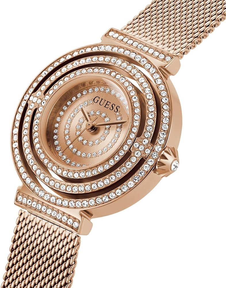 Guess Dream Crystals Rose Gold Dial Rose Gold Mesh Bracelet Watch For Women - GW0550L3 Buy Now By Guess