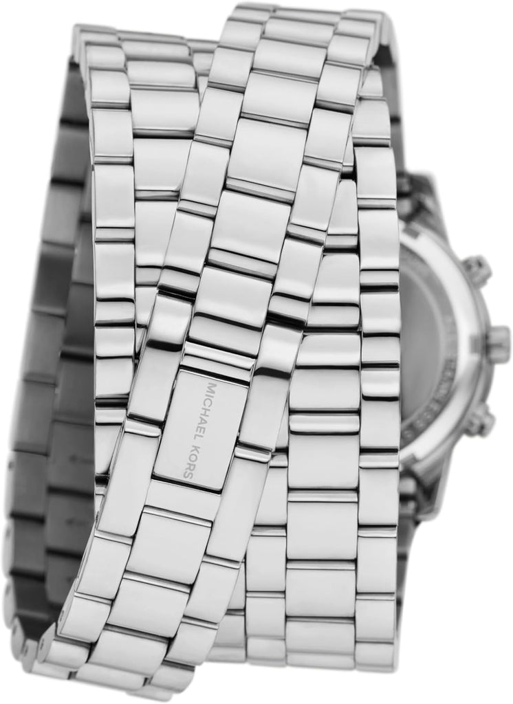 Michael Kors Runway 18K Rhodium Plated Triple Wrap Silver Dial Silver Steel Strap Watch for Women - MK7451 Buy Now By Michael Kors