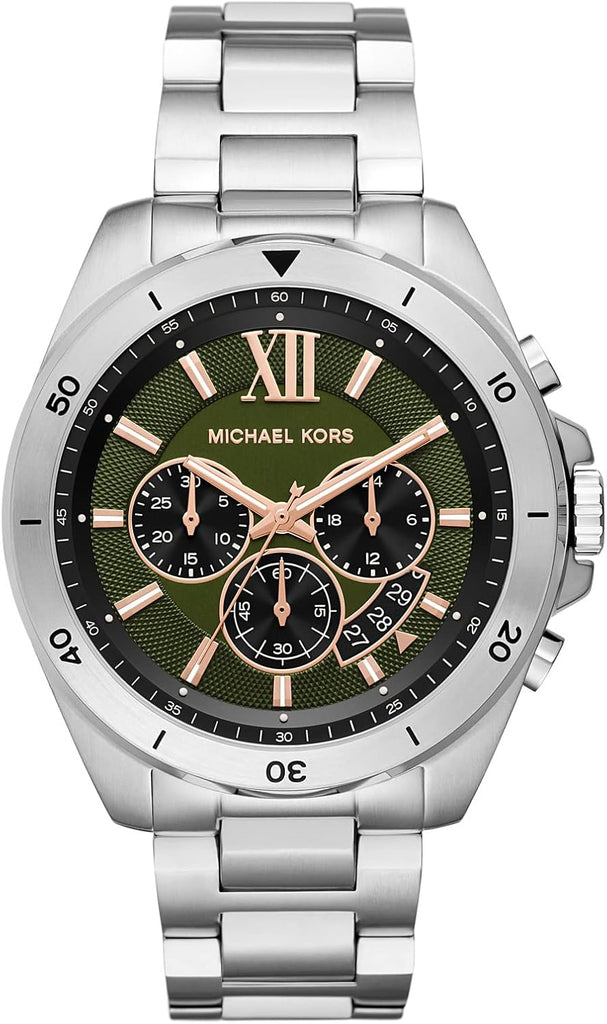 Michael Kors Brecken Chronograph Green Dial Silver Steel Strap Watch For Men - MK8984 Buy Now By Michael Kors