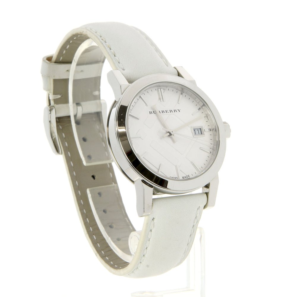 Burberry The City White Dial White Leather Strap Watch for Women - BU9128 Buy Now By Burberry