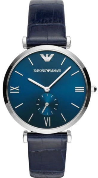 Emporio Armani Gianni T Bar Quartz Blue Dial Blue Leather Strap Watch For Men - AR11300 Buy Now By Emporio Armani
