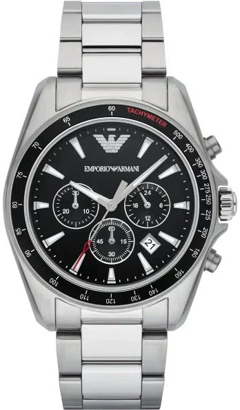 Emporio Armani Sigma Chronograph Black Dial Silver Steel Strap Watch For Men - AR6098 Buy Now By Emporio Armani