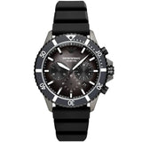Emporio Armani Diver Chronograph Black Dial Black Silicon Strap Watch For Men - AR11515 Buy Now By Emporio Armani