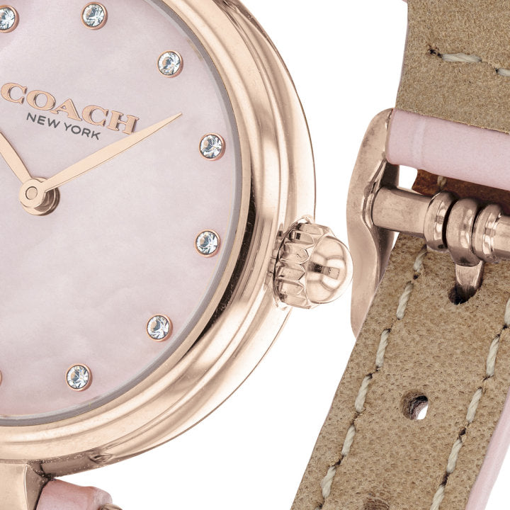 Coach Hayley Mother of Pearl Pink Dial Pink Leather Strap Watch for Women - 14503537 Buy Now By Coach