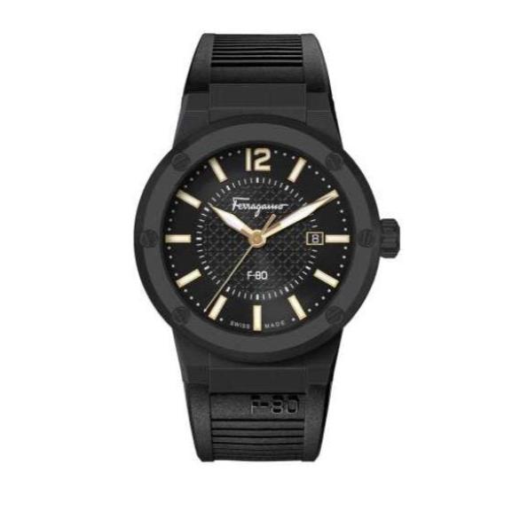 Salvatore Ferragamo F-80 Classic Black Dial Black Rubber Strap Watch for Men - SFHY01622 Buy Now By Salvatore Ferragamo