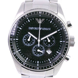 Emporio Armani Sportivo Chronograph Black Dial Silver Stainless Steel Watch For Men - AR0585 Buy Now By Emporio Armani