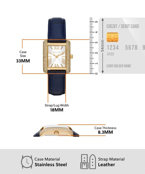 Michael Kors Emery Quartz Diamond Silver Dial Blue Leather Strap Watch For Women - MK2982 Buy Now By Michael Kors