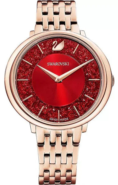 Swarovski Crystalline Chic Red Dial Rose Gold Steel Strap Watch for Women - 5547608 Buy Now By Swarovski