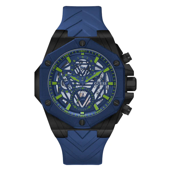 Guess Formula Multifunction Blue Dial Blue Silicone Strap Watch For Men - GW0579G3 Buy Now By Guess