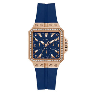 Guess Libra Crystals Blue Dial Blue Silicone Strap Watch For Women - GW0618L2 Buy Now By Guess