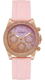 Guess Sparkling Chronograph Crystals Pink Dial Pink Silicone Strap Watch For Women - GW0032L4 Buy Now By Guess