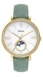 Fossil Jacqueline Analog Moonphase Mother of Pearl White Dial Green Leather Strap Watch for Women - ES5168 Buy Now By Fossil