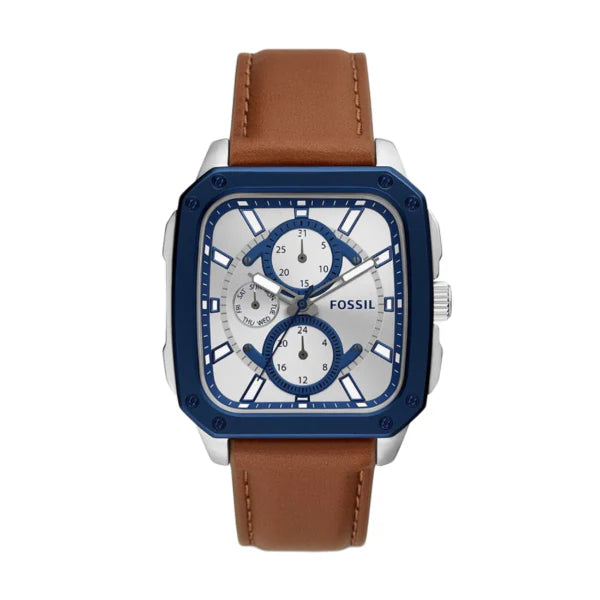 Fossil Inscription Multifunction Silver Dial Brown Leather Strap Watch for Men - BQ2658 Buy Now By Fossil