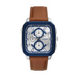 Fossil Inscription Multifunction Silver Dial Brown Leather Strap Watch for Men - BQ2658 Buy Now By Fossil