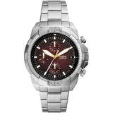 Fossil Bronson Chronograph Red Dial Silver Steel Strap Watch for Men - FS5878 Buy Now By Fossil