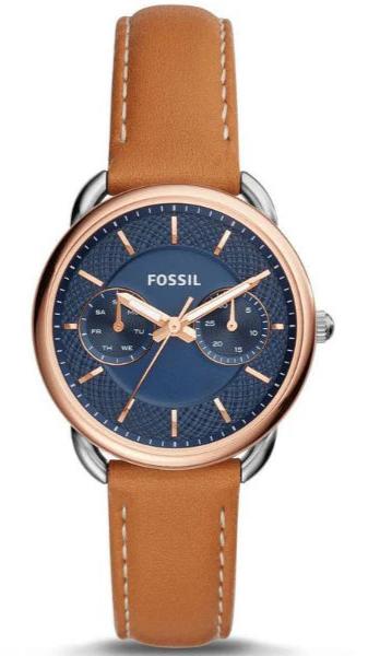Fossil Tailor Date-Day Quartz Blue Dial Brown Leather Strap Watch for Women - ES4257 Buy Now By Fossil