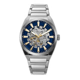 Fossil Everett Automatic Skeleton Blue Dial Silver Steel Strap Watch for Men - ME3220 Buy Now By Fossil