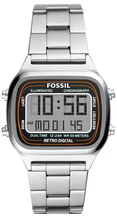 Fossil Retro Digital Silver Dial Silver Steel Strap Watch for Men - FS5844 Buy Now By Fossil