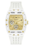 Guess Phoenix Analog Gold Dial White Silicone Strap Watch For Men - GW0499G5 Buy Now By Guess