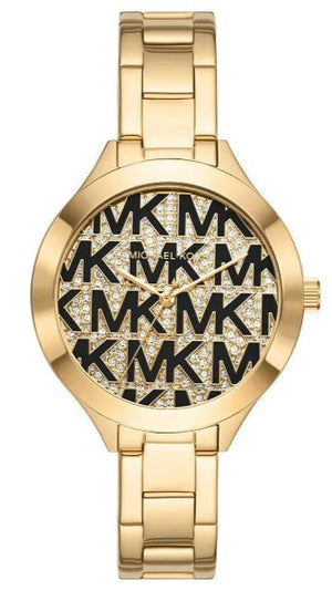 Michael Kors Slim Runway Crystals Gold Dial Gold Steel Strap Watch for Women - MK4659 Buy Now By Michael Kors