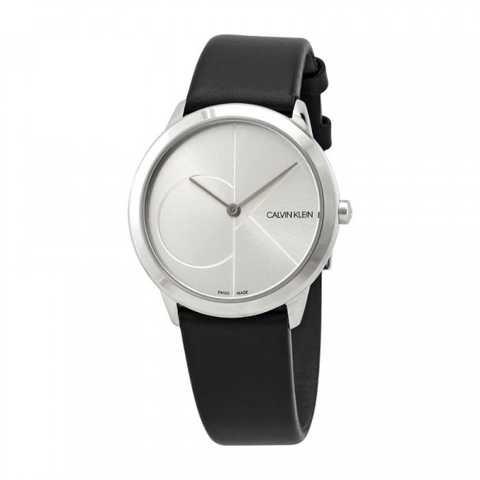 Calvin Klein Minimal Silver Dial Black Leather Strap Watch for Men - K3M221CY Buy Now By Calvin Klein