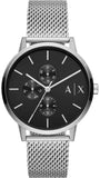 Armani Exchange Cayde Chronograph Black Dial Silver Mesh Strap Watch For Men - AX2714 Buy Now By Armani Exchange